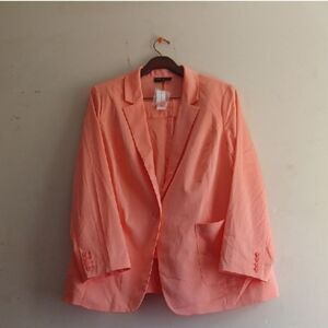 LANE BRYANT Orange Tailored Blazer with Notched Lapels